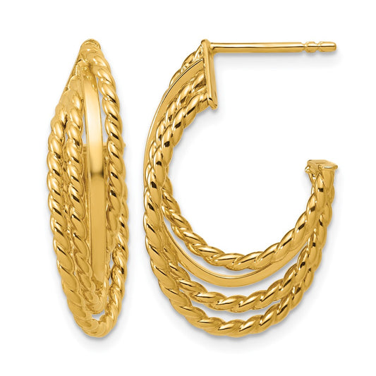 Polished and Twisted 4-row Intertwined Hoop Earrings