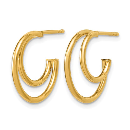 Polished 2-row J-Hoop Post Earrings - 3.5mm