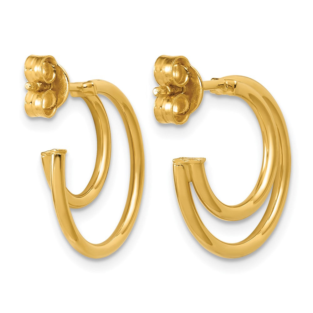 Polished 2-row J-Hoop Post Earrings - 3.5mm