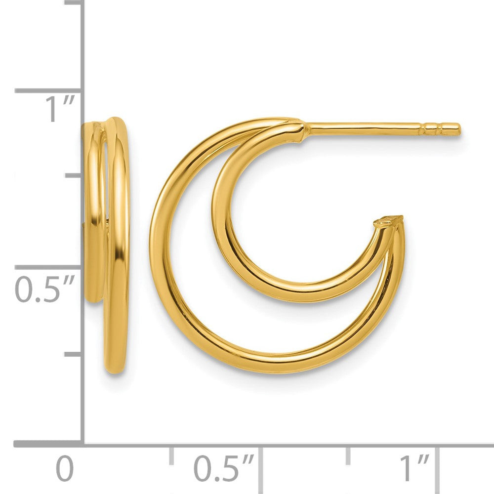 Polished 2-row J-Hoop Post Earrings - 3.5mm