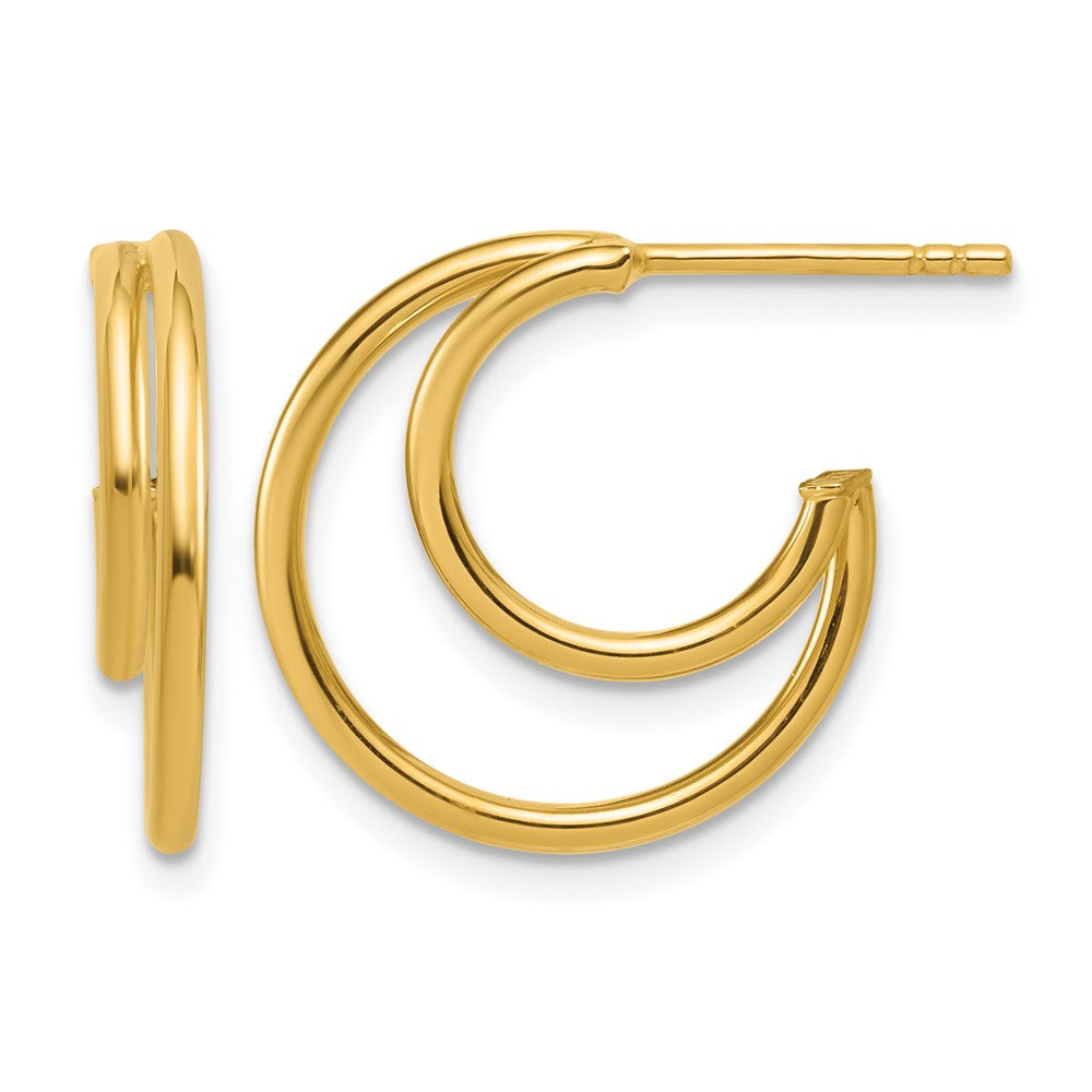 Polished 2-row J-Hoop Post Earrings - 3.5mm