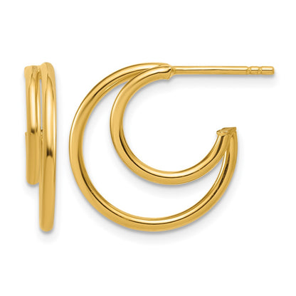 Polished 2-row J-Hoop Post Earrings - 3.5mm