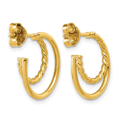 Polished and Twisted 2-row J-Hoop Post Earrings
