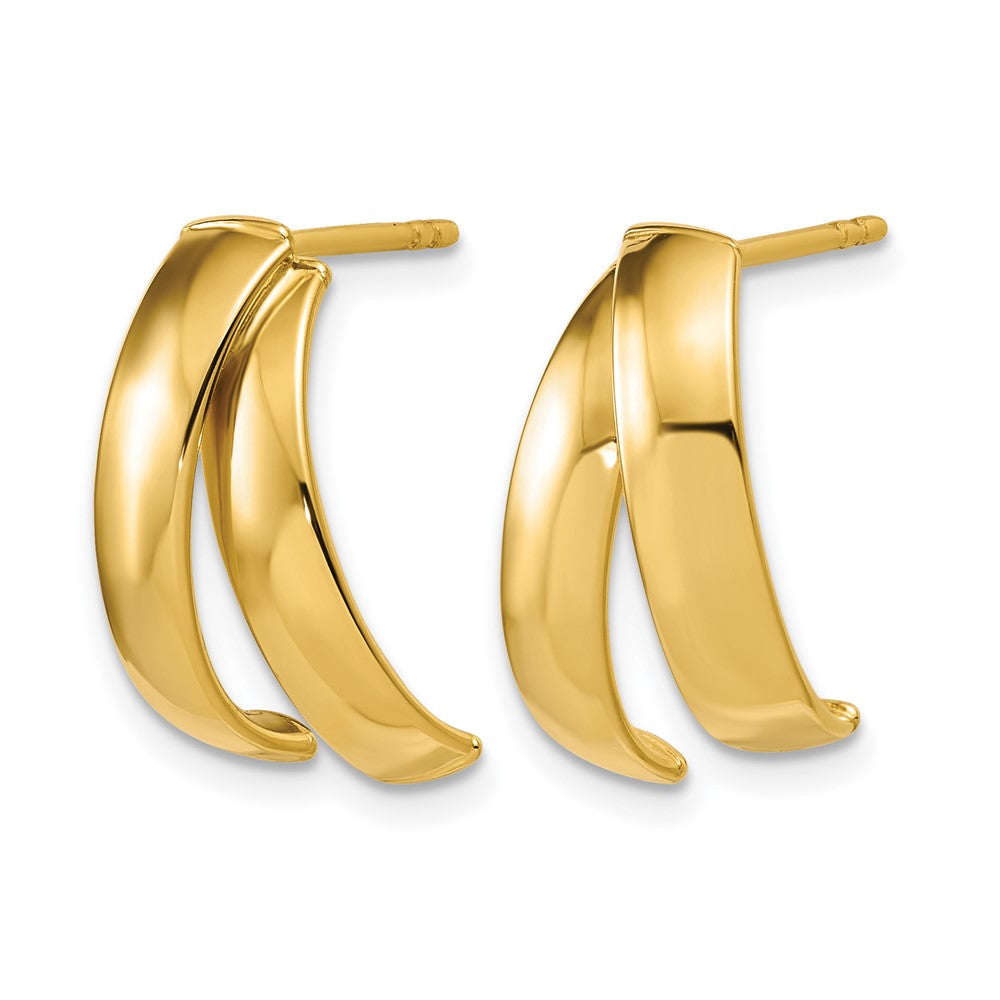 Polished J-Hoop Post Earrings - 1.6mm