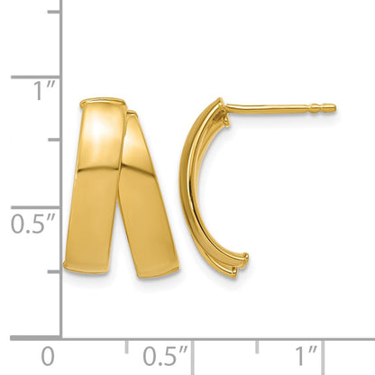 Polished J-Hoop Post Earrings - 1.6mm