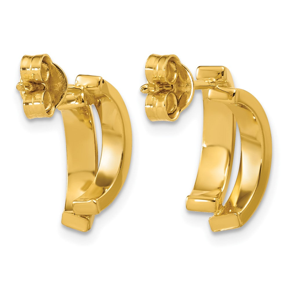 Polished and Diamond-cut crisscross J-Hoop Earrings