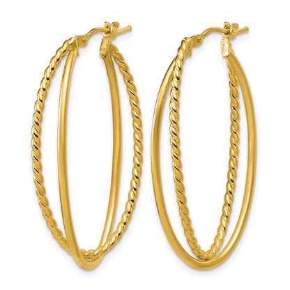 Polished and Twisted Criss-cross Oval Hoop Earrings