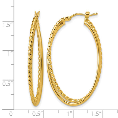 Polished and Twisted Criss-cross Oval Hoop Earrings