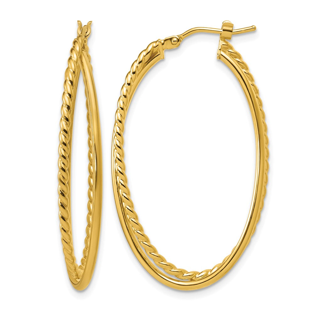 Polished and Twisted Criss-cross Oval Hoop Earrings