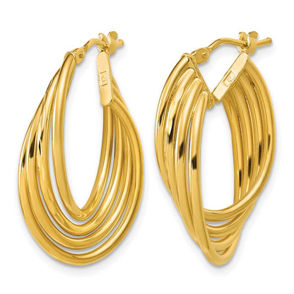 Polished and Diamond-cut 4-row Intertwined Hoop Earrings