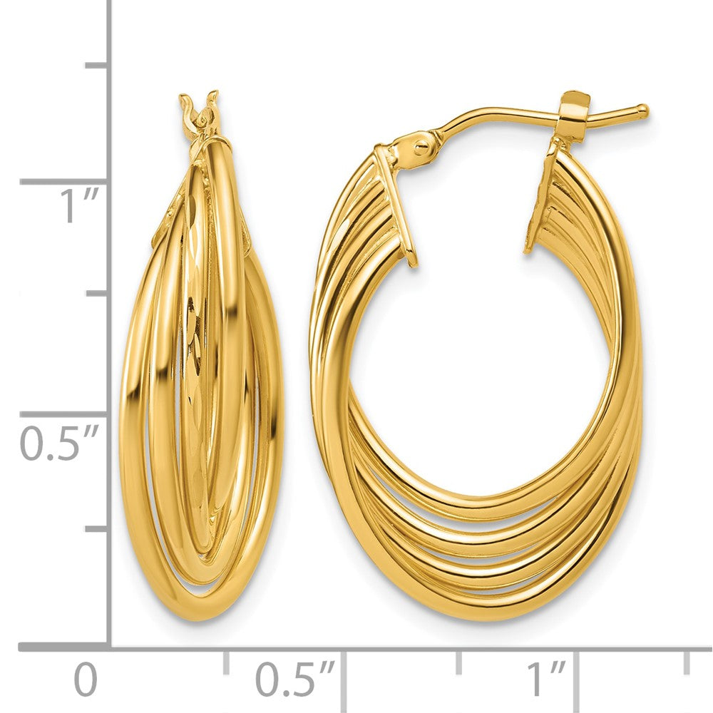 Polished and Diamond-cut 4-row Intertwined Hoop Earrings