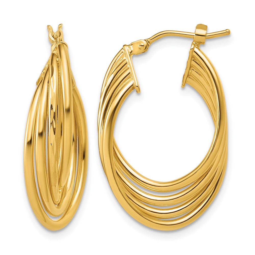 Polished and Diamond-cut 4-row Intertwined Hoop Earrings
