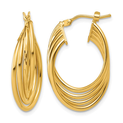 Polished and Diamond-cut 4-row Intertwined Hoop Earrings