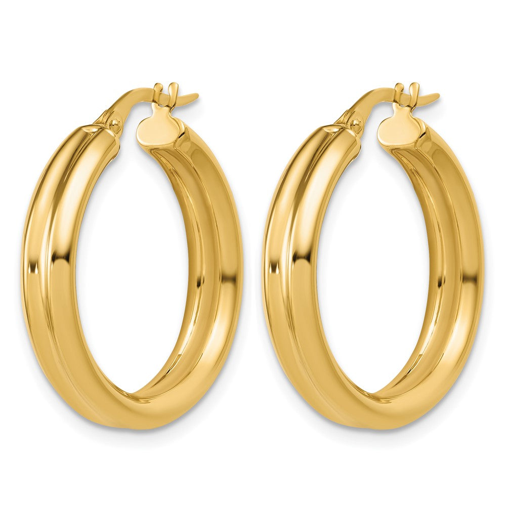 Polished and Grooved Round Hoop Earrings - 2.49g