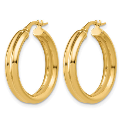 Polished and Grooved Round Hoop Earrings - 2.49g