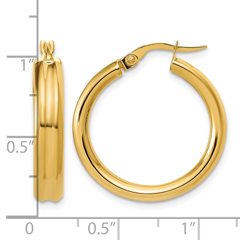 Polished and Grooved Round Hoop Earrings - 2.49g