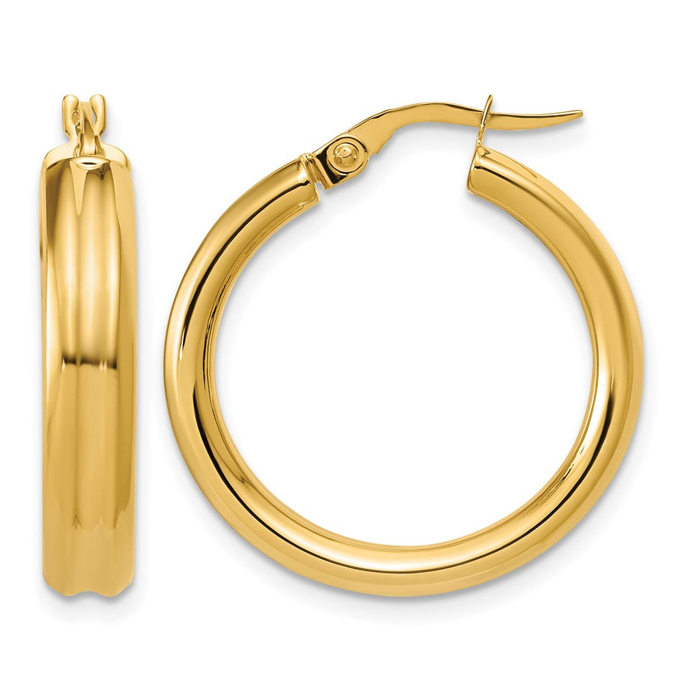 Polished and Grooved Round Hoop Earrings - 2.49g