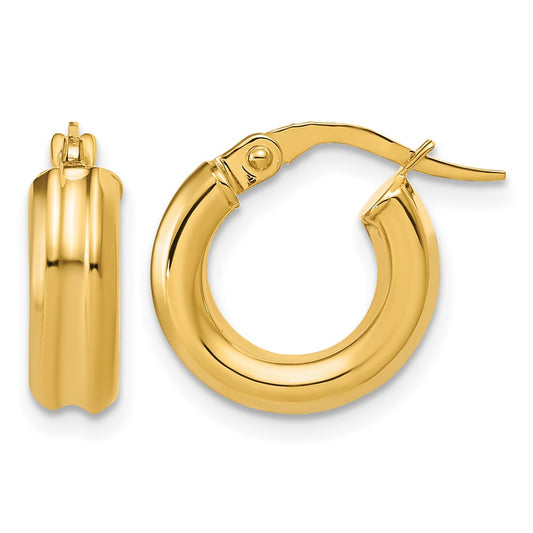 Polished and Grooved Round Hoop Earrings - 1.51g