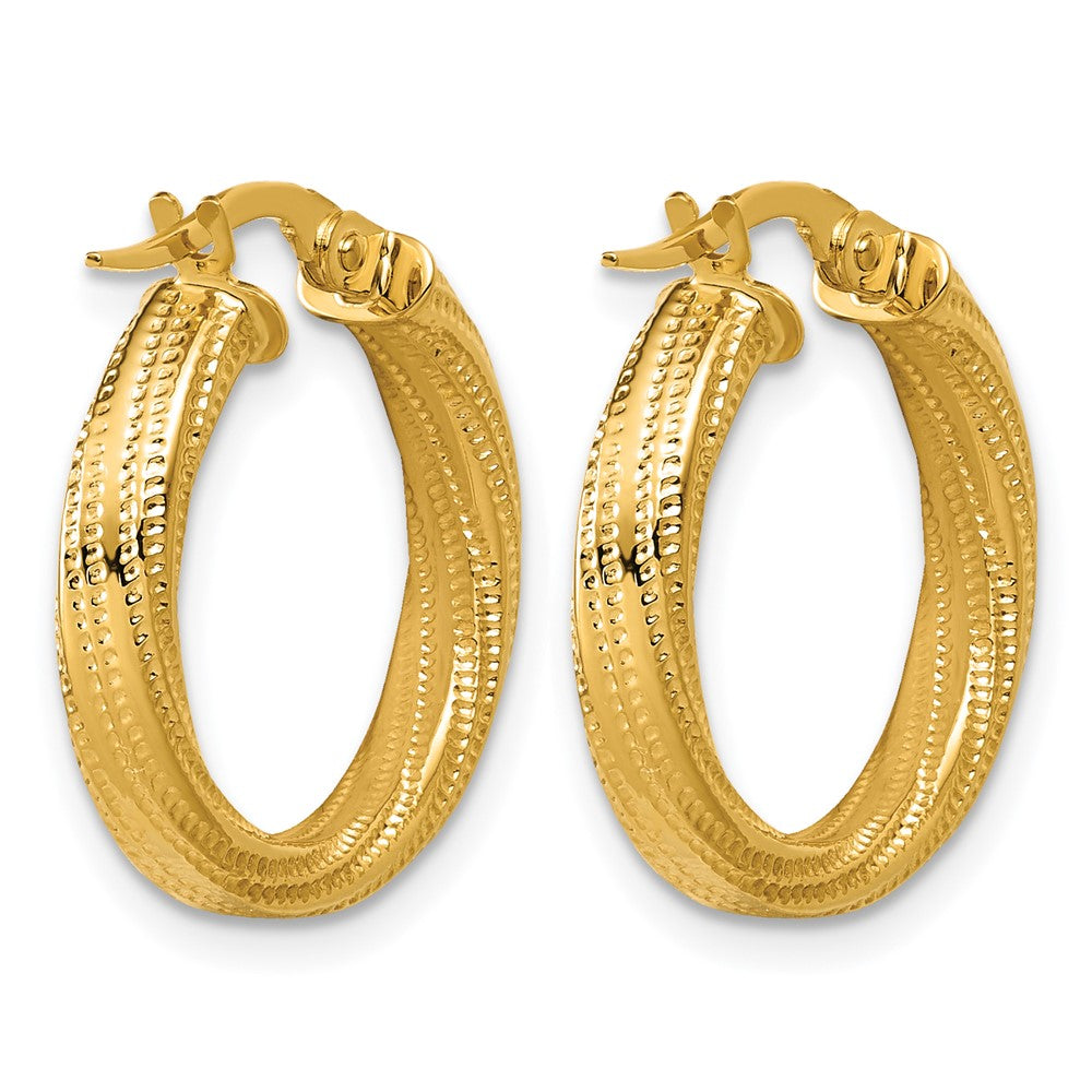 Polished / Textured and Twisted Round Hoop Earrings - 1.68g