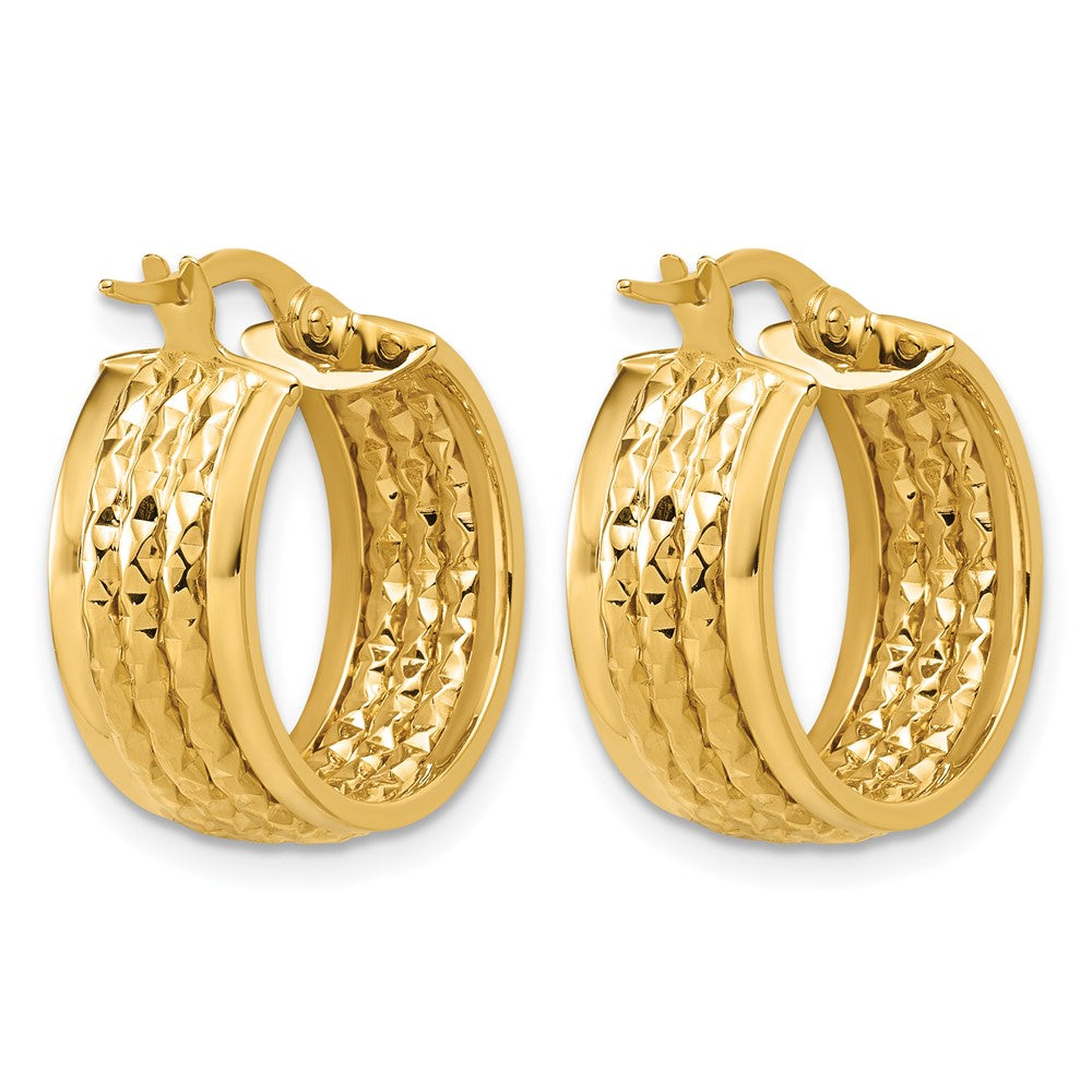 Polished and Diamond-cut Hoop Earrings - 2.77g