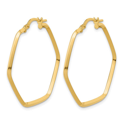 Polished Geometric Hoop Earrings - Yellow Gold