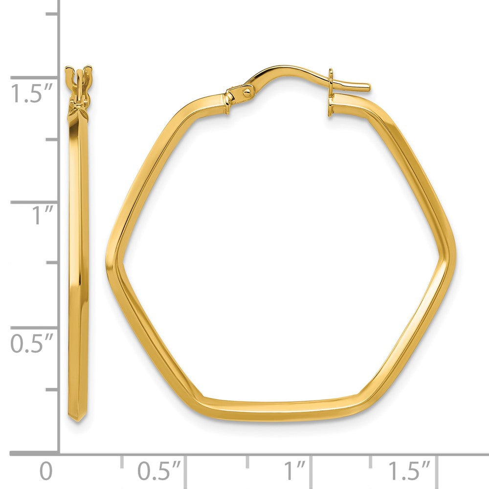 Polished Geometric Hoop Earrings - Yellow Gold