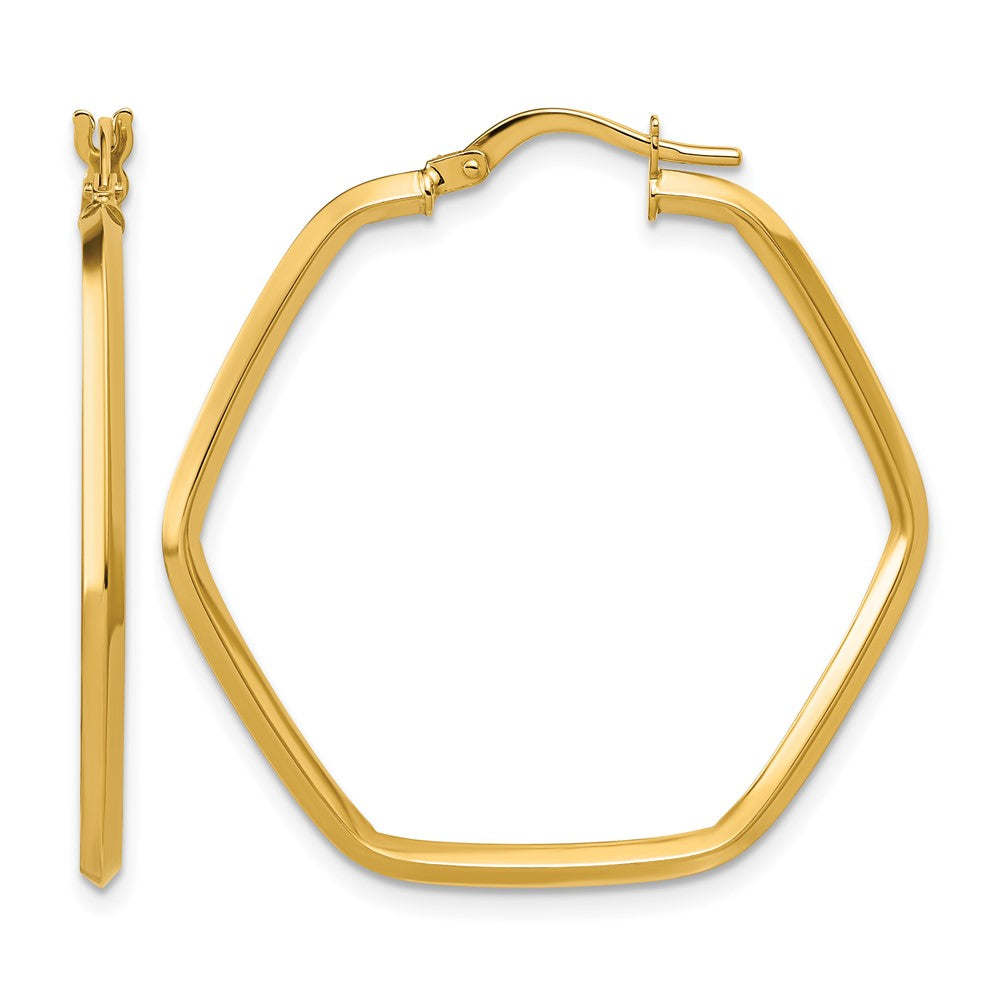 Polished Geometric Hoop Earrings - Yellow Gold
