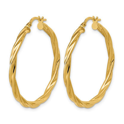 Polished Twisted Round Hoop Earrings - 2.28g