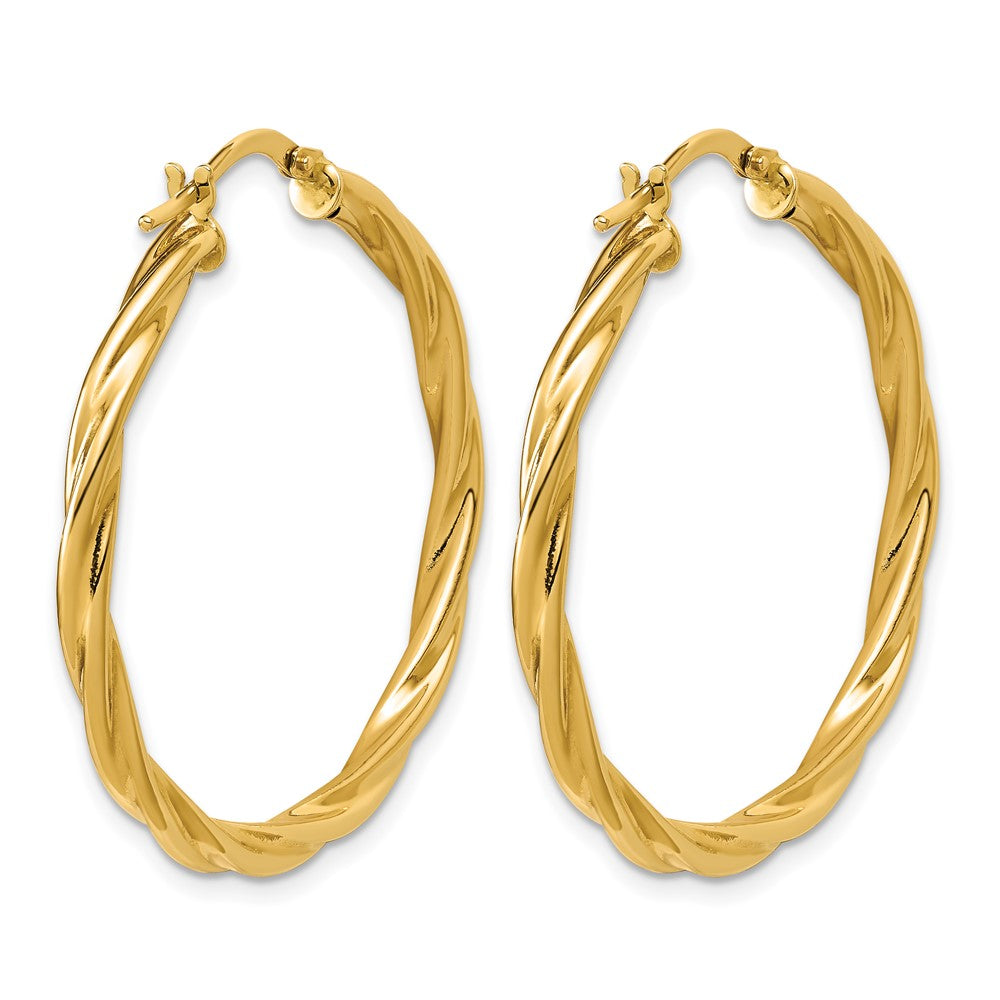 Polished Twisted Round Hoop Earrings - 2.28g