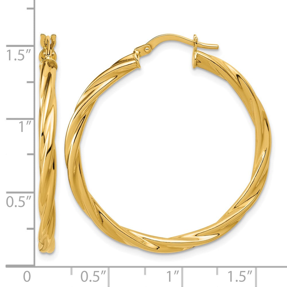 Polished Twisted Round Hoop Earrings - 2.28g