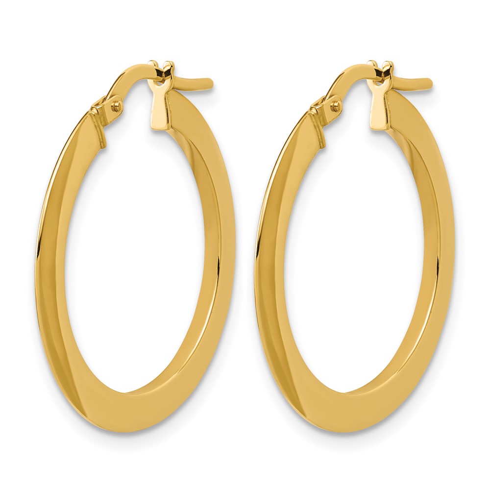 Polished Flat Tube Hoop Earrings - 1.42g