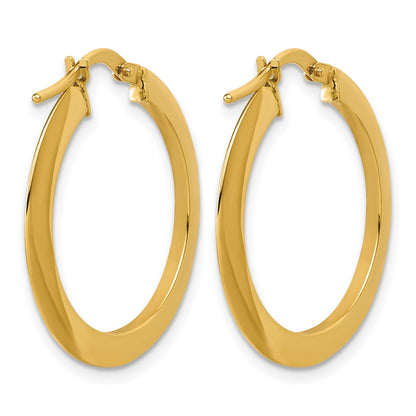 Polished Flat Tube Hoop Earrings - 1.42g