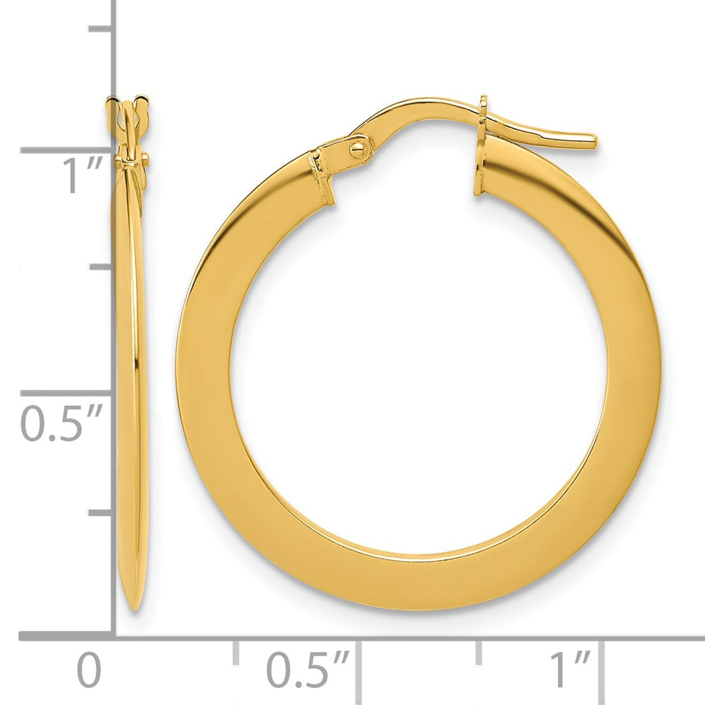 Polished Flat Tube Hoop Earrings - 1.42g