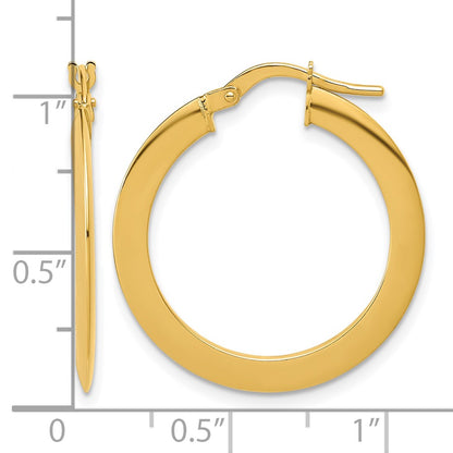 Polished Flat Tube Hoop Earrings - 1.42g