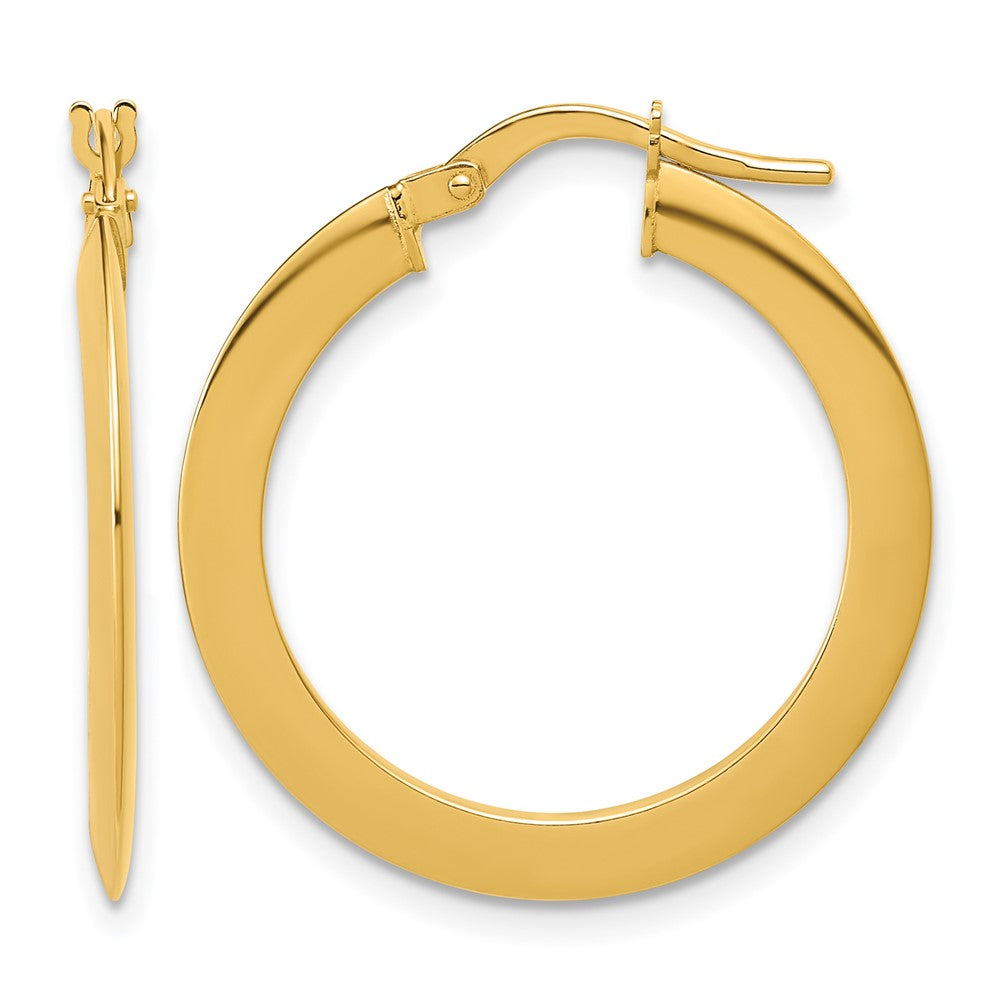 Polished Flat Tube Hoop Earrings - 1.42g