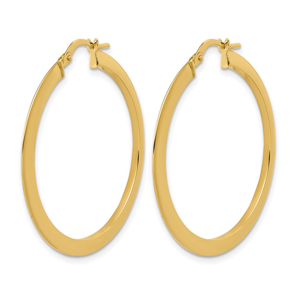 Polished Flat Tube Hoop Earrings - 2.2g