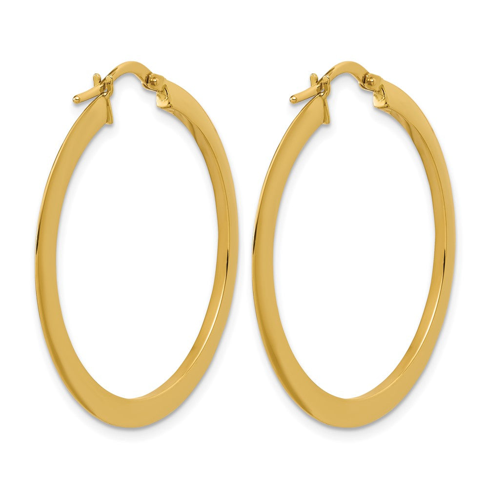 Polished Flat Tube Hoop Earrings - 2.2g