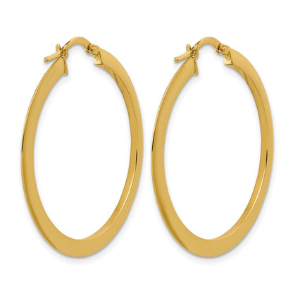 Polished Flat Tube Hoop Earrings - 2.2g