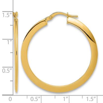 Polished Flat Tube Hoop Earrings - 2.2g