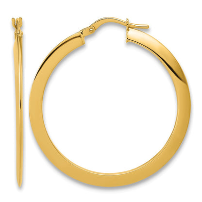 Polished Flat Tube Hoop Earrings - 2.2g