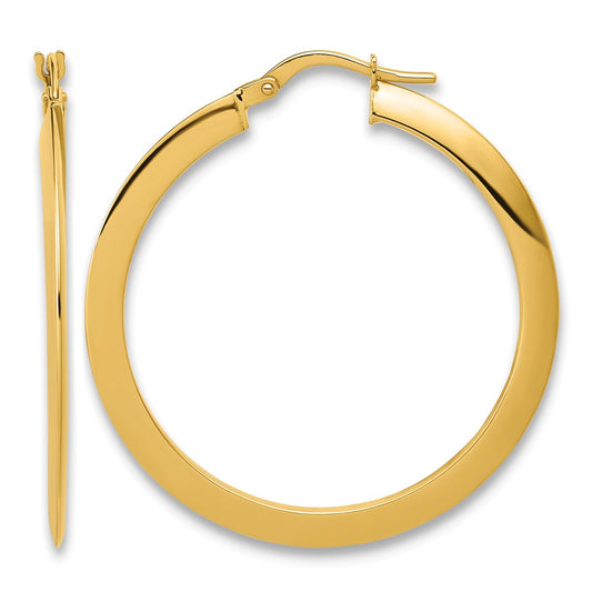 Polished Flat Tube Hoop Earrings - 2.2g