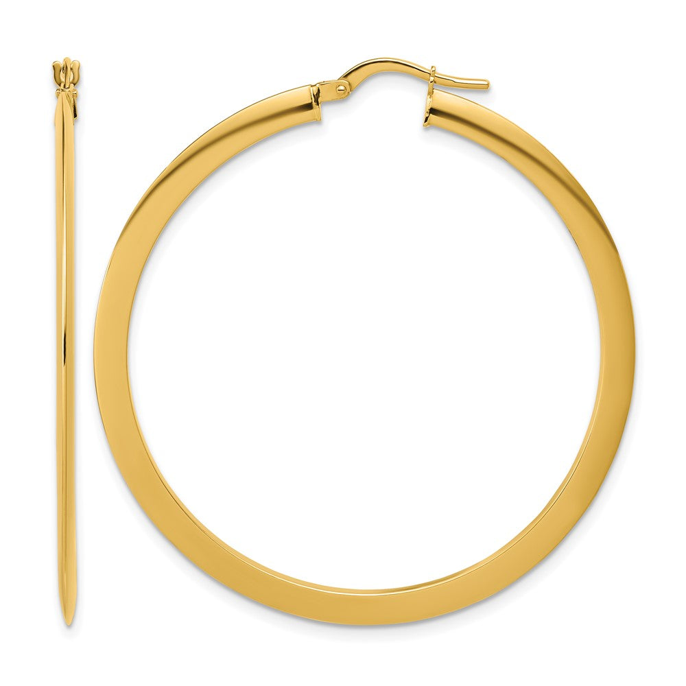 Polished Flat Tube Hoop Earrings - 2.54g