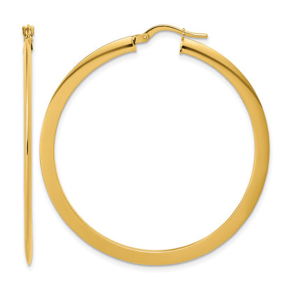 Polished Flat Tube Hoop Earrings - 2.54g
