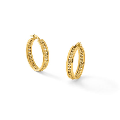 Polished and Diamond-cut Beaded Tube Hoop Earrings - 5.36g