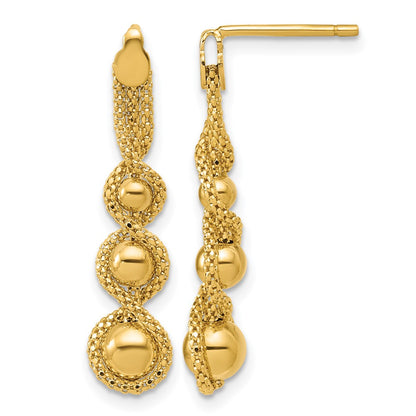 Polished and D/C Twisted Beaded Dangle Post Earrings