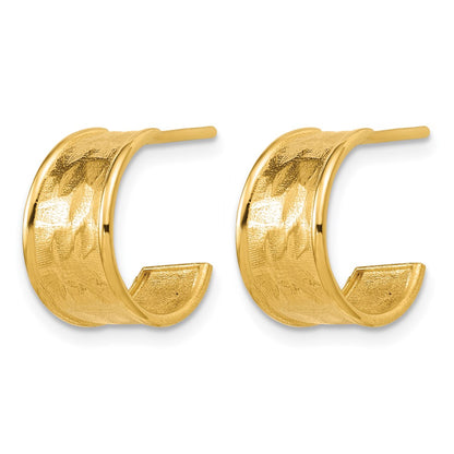 Polished and Hammered J-Hoop Earrings