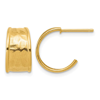 Polished and Hammered J-Hoop Earrings