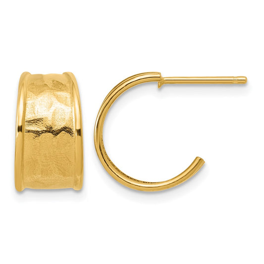 Polished and Hammered J-Hoop Earrings