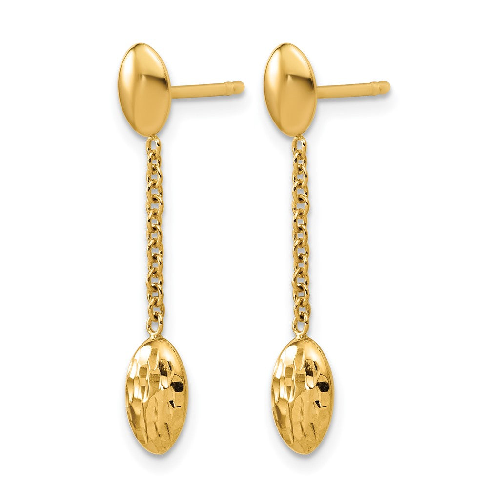 Polished and Dia-cut Oval Fancy Dangle Post Earrings