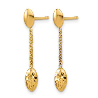 Polished and Dia-cut Oval Fancy Dangle Post Earrings